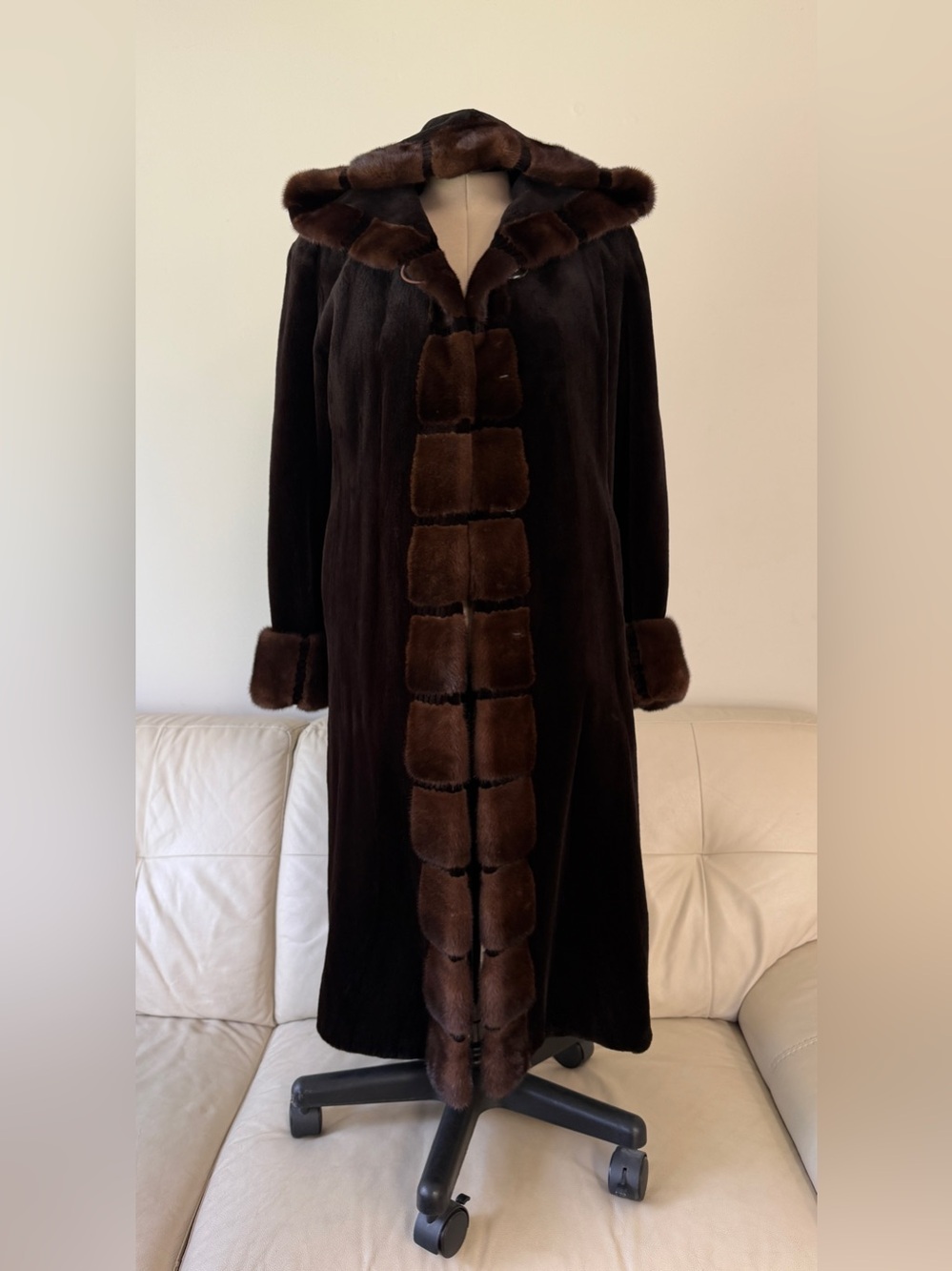 Custom Ultra-Luxury Full-Length Sheared Black Mink Coat